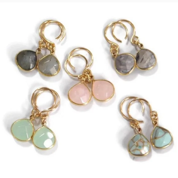 🌟ONE LEFT🌟×5 Gemstone Briolette Earrings - Picture 1 of 8